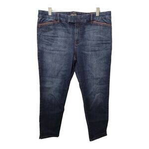 WHBM The Saint Honore Collection Leather Trim Skinny Crop Girlfriend Jean Sz 14